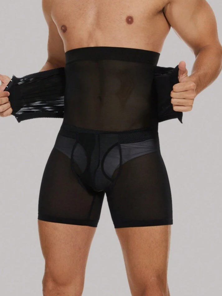 B-FIT Men's High Waist Mesh Patchwork Shapewear
